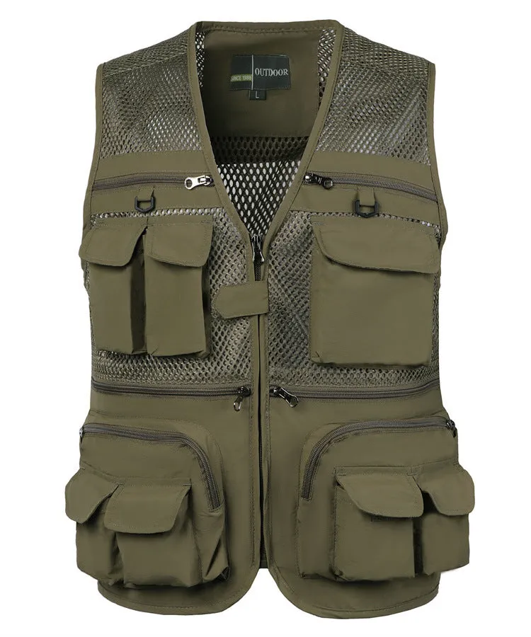 SUMMER MEN'S MULTI POCKET MESH FISHING TOURISM OUTDOOR VEST