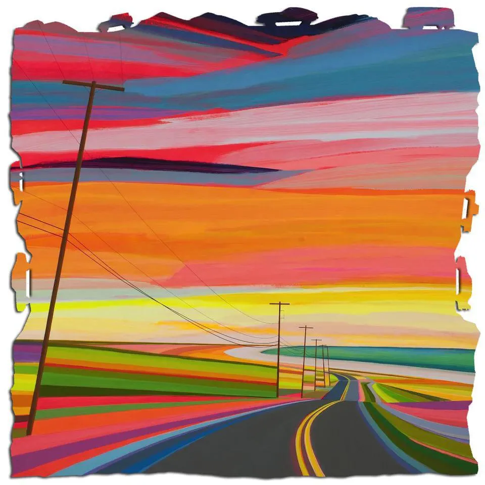 Sunset on Old Montauk Highway Wooden Jigsaw Puzzle