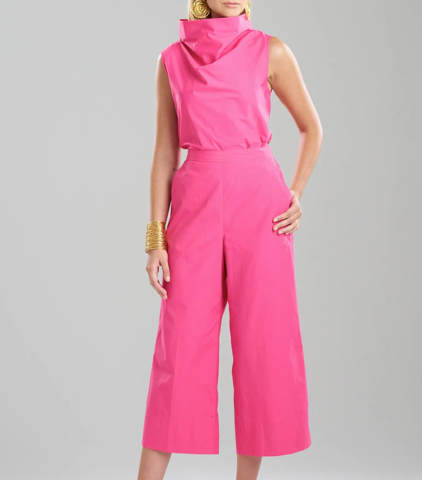 Techno Poplin Cropped Pants Pink