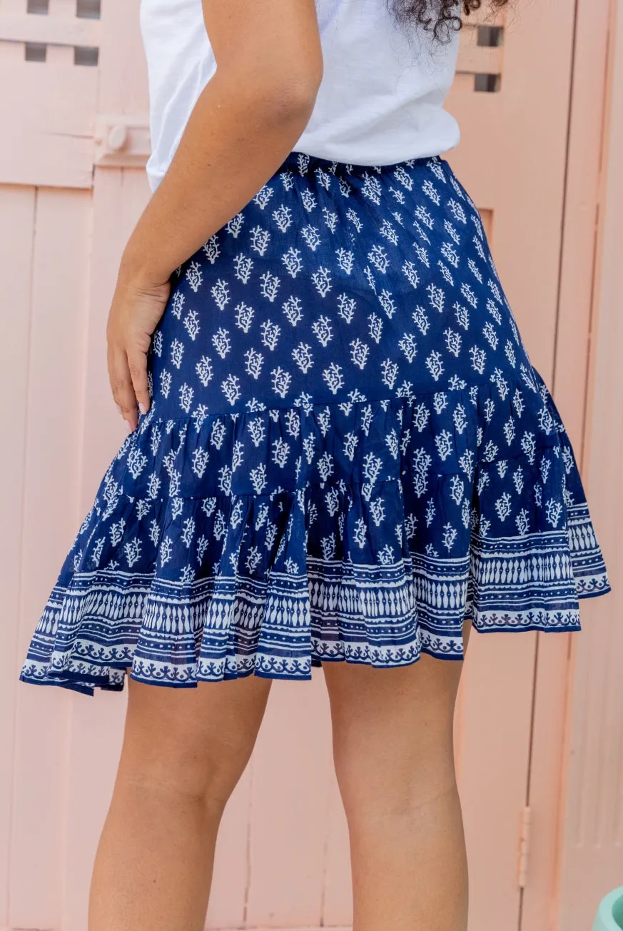 Tobago Coral Cotton Ruffle Skirt