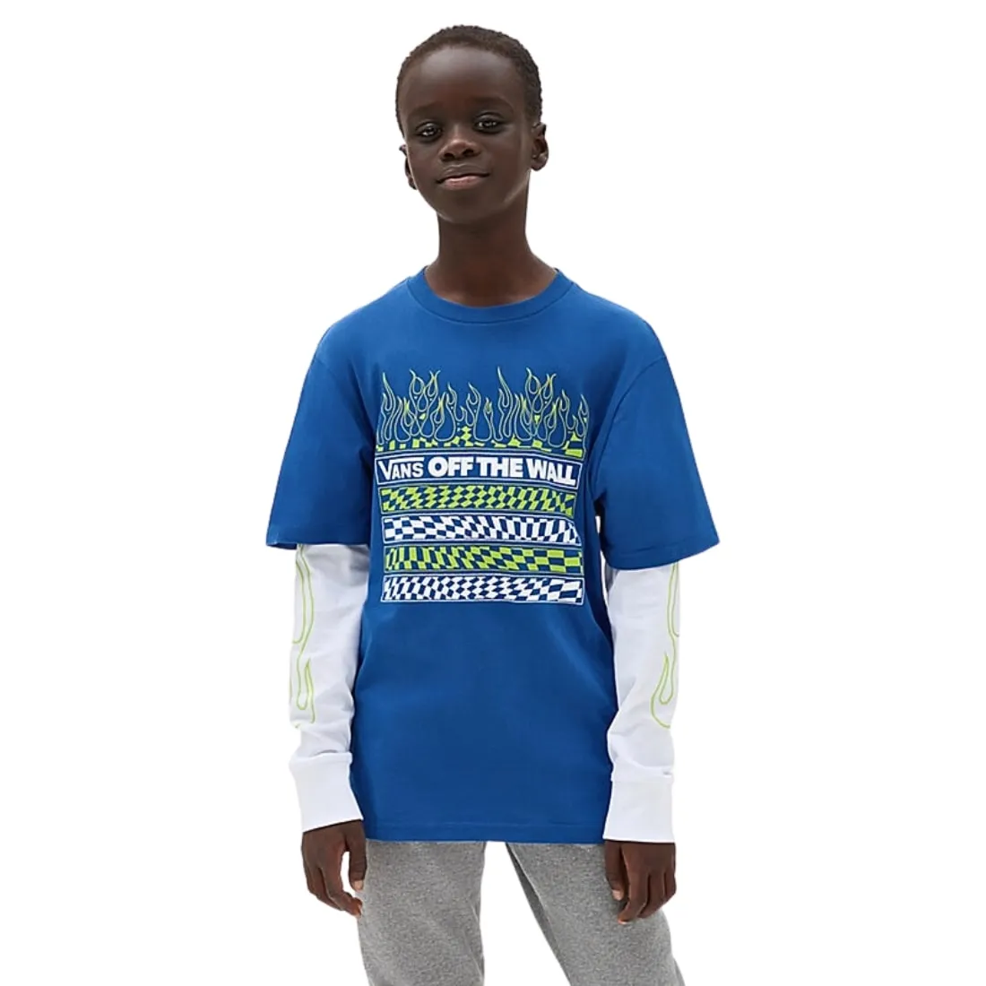 Vans Kids Neon Flames Twofer Longsleeve T-Shirt - True Blue