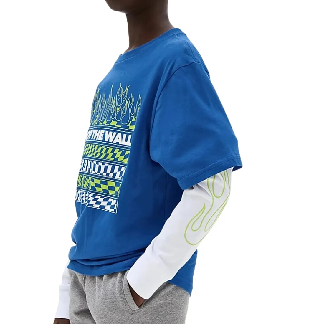 Vans Kids Neon Flames Twofer Longsleeve T-Shirt - True Blue