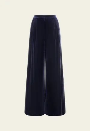 Velvet Wide-leg Elasticated Pants