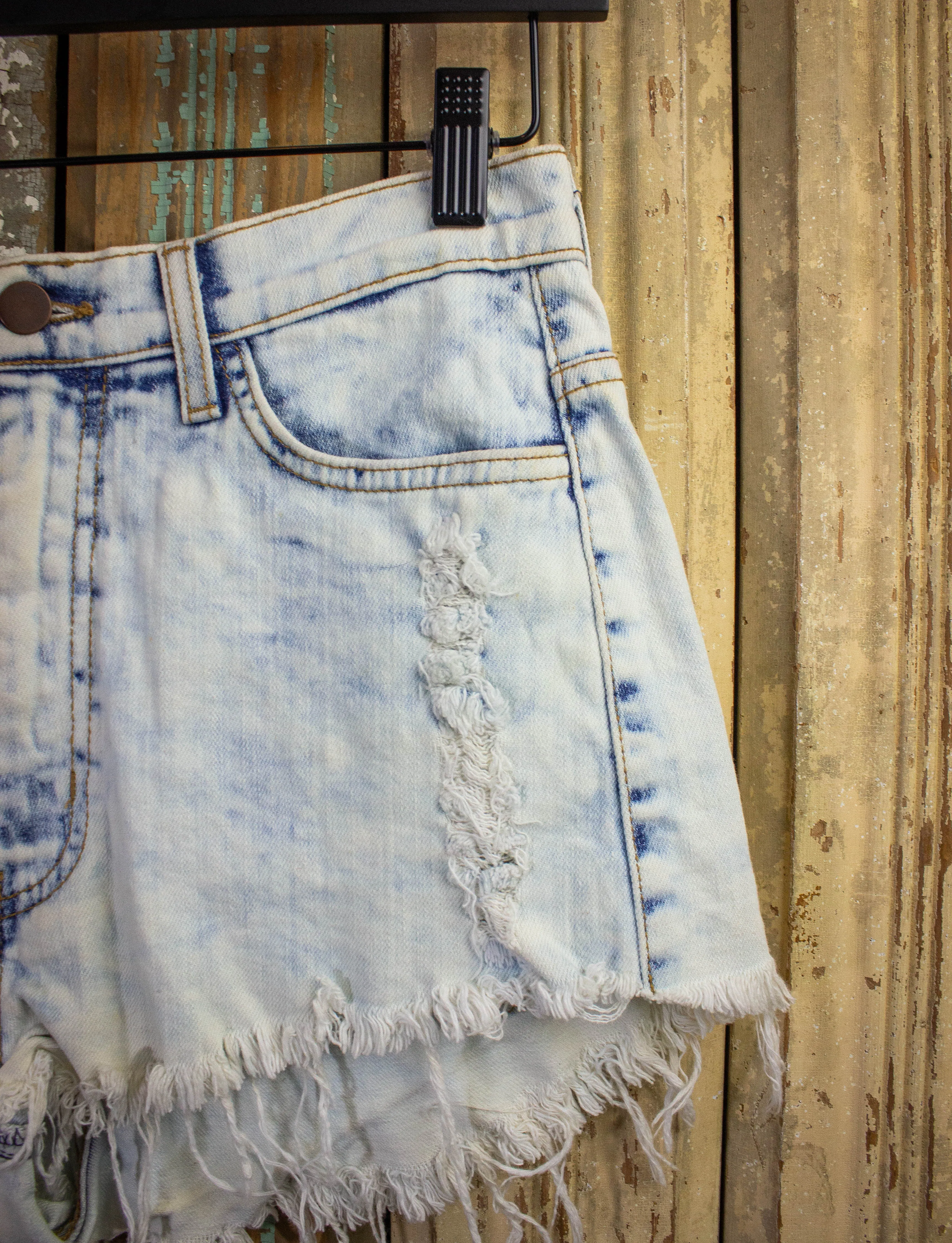 Vintage Necessary Studded Cut Off Denim Shorts Acid Wash 29w