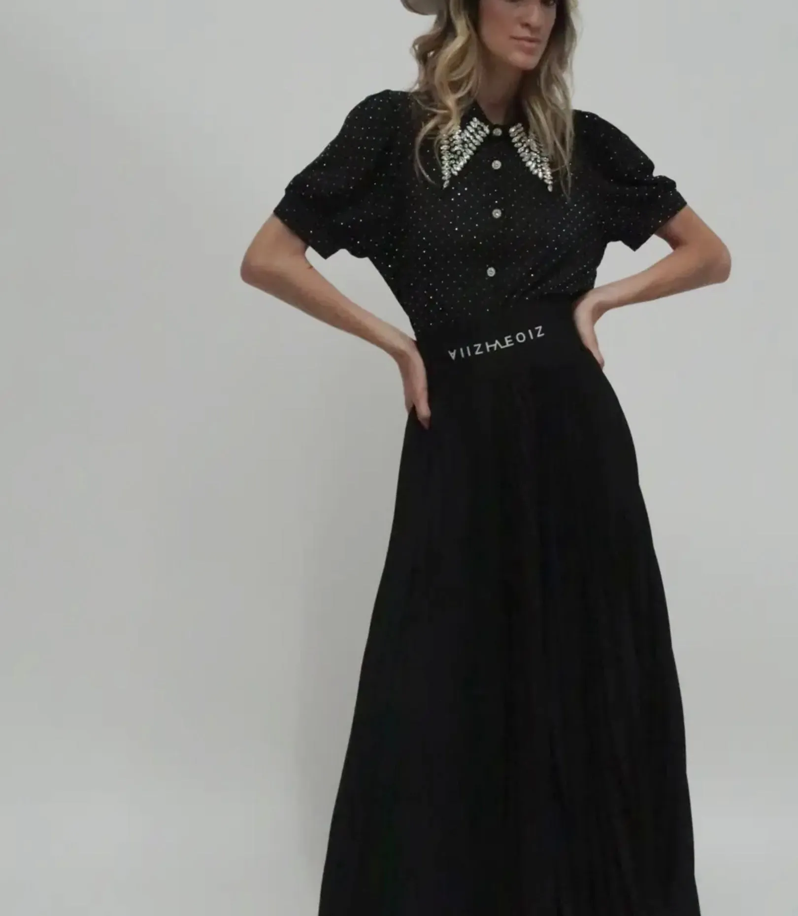 Wide Leg Black Pleated Pants