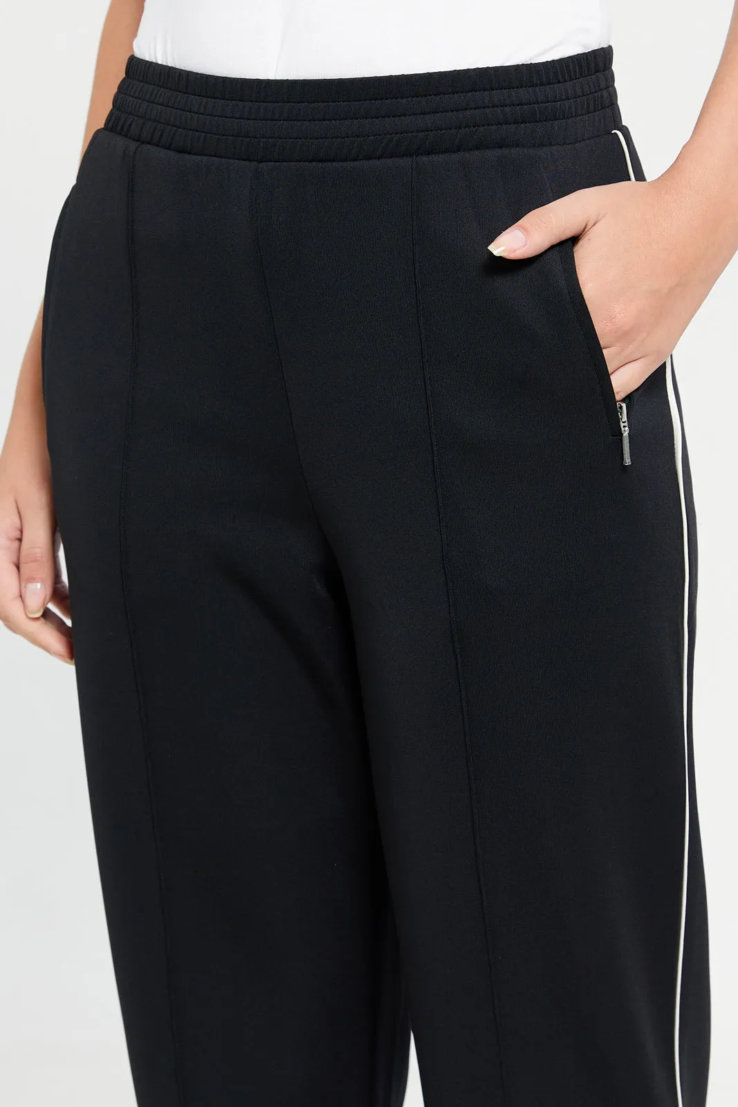 Women Black Wide Leg Active Pants