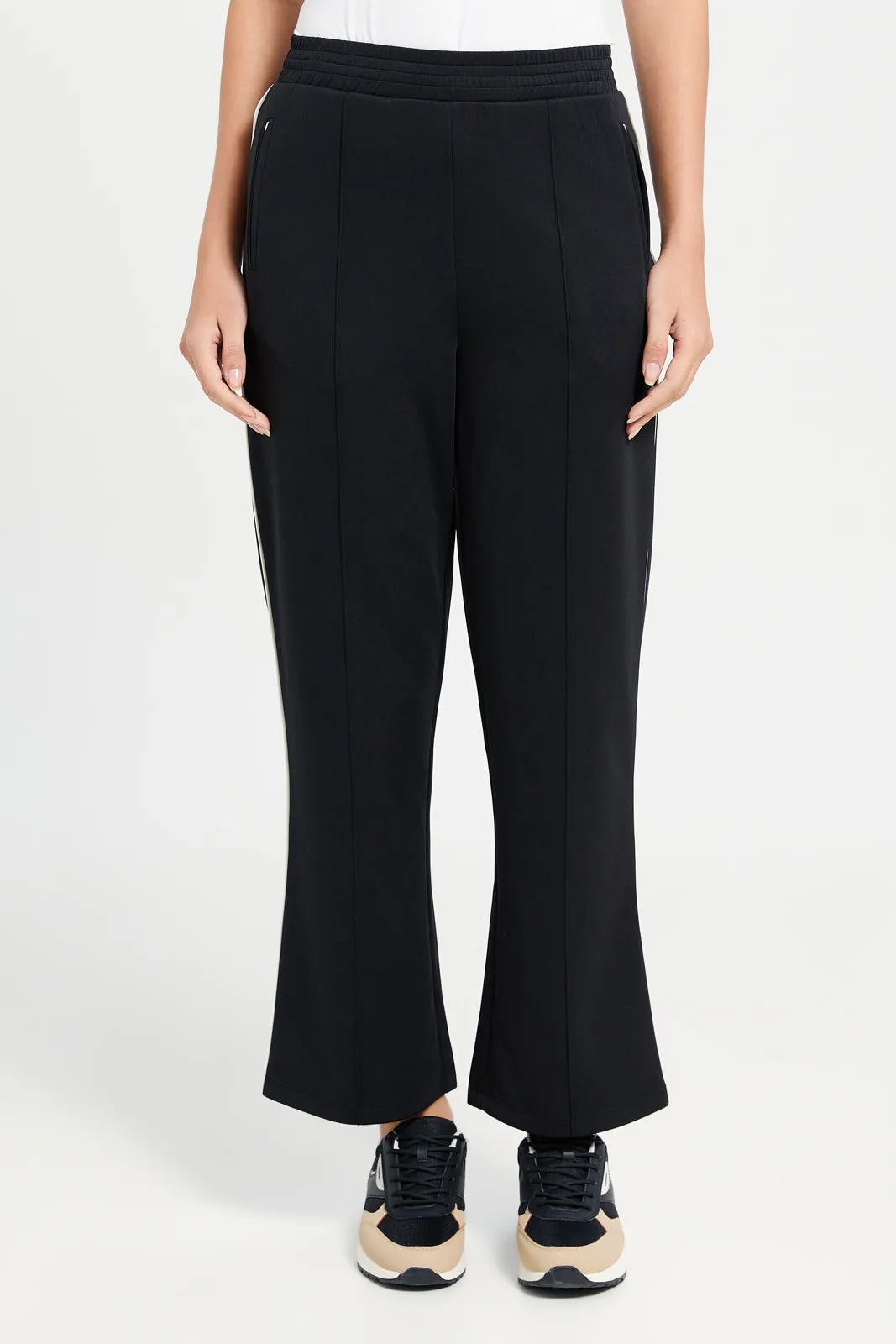 Women Black Wide Leg Active Pants