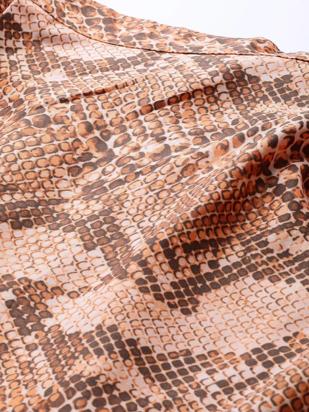 Women Brown Snake Print Bardot Shift Dress