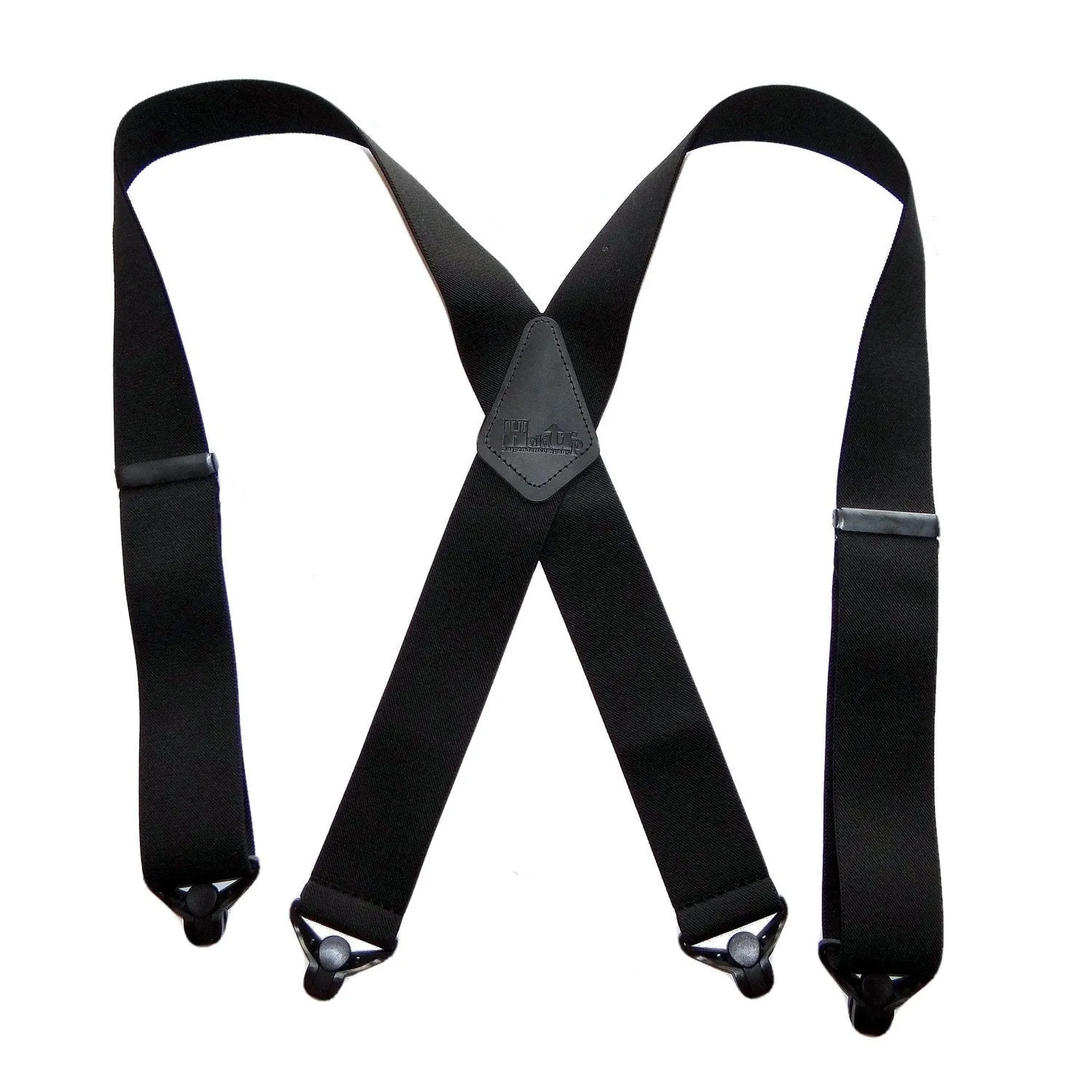 X-back Holdup Shadow Black Heavy Duty Work Suspenders with jumbo USA Patented Gripper Clasps