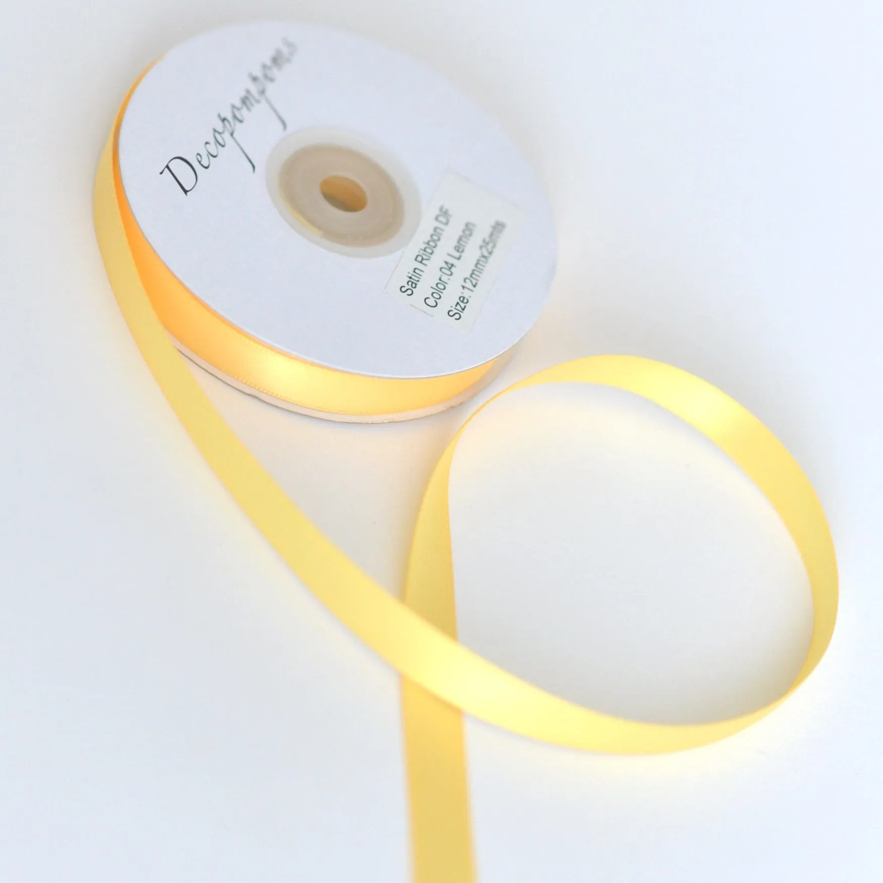 Yellow double sided satin ribbon 6mm / 10mm 25 meters full roll high quality Lemon Gift wrap, crafts, decorations, sewing Active Restock requests: 0