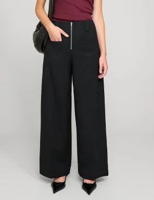 Zip Black Wide-Leg Pants