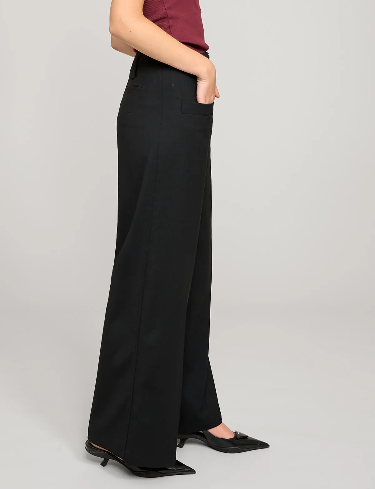 Zip Black Wide-Leg Pants